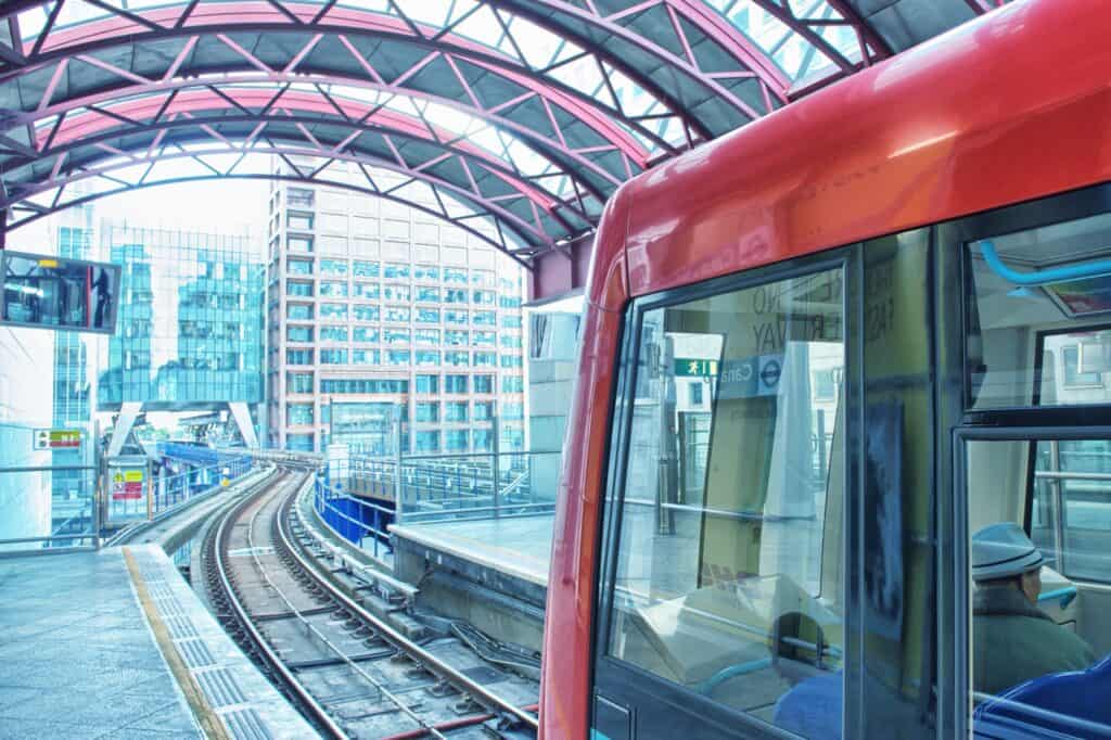 A train departing a station